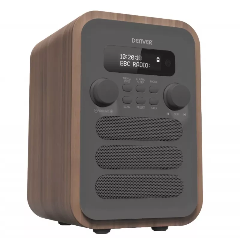 Denver DAB-48GREY Personal Digital radijo imtuvas, pilka, mediena