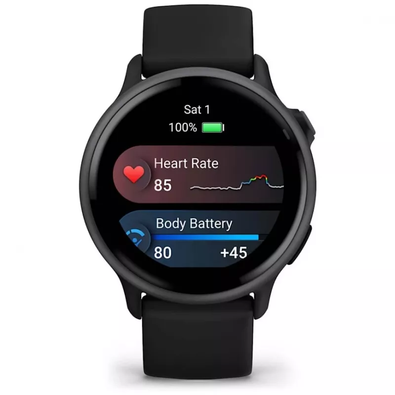 Garmin vívoactive 6 3.05 cm (1.2) AMOLED 42 mm skaitmeninis 390 x 390 pikselių jutiklinis ekranas Juodas Wi-Fi GPS (palydovas)
