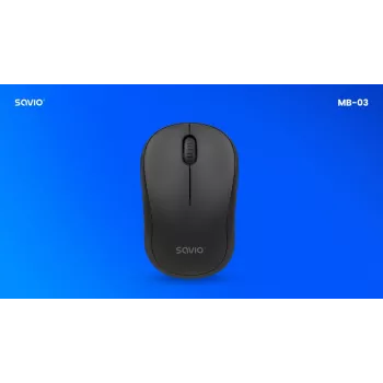 Belaidė pelė SAVIO MB-03, Bluetooth sąsaja, 1000 DPI, baterija AA, 99×60×39 mm, 51 g, imtuvas komplekte