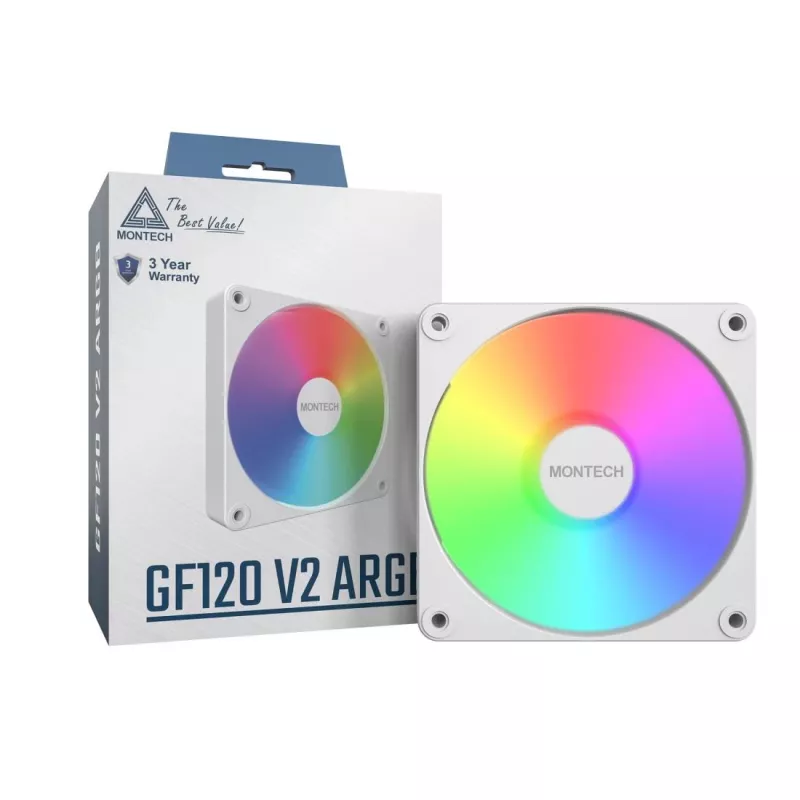 Montech GF120 V2 ARGB 120 mm kompiuterio korpuso ventiliatorius baltas 1 vnt.