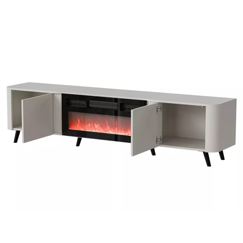 Spintelė televizoriui Cama Meble Volare 200 x 39 x 49 cm kašmyro spalvos su elektriniu židiniu