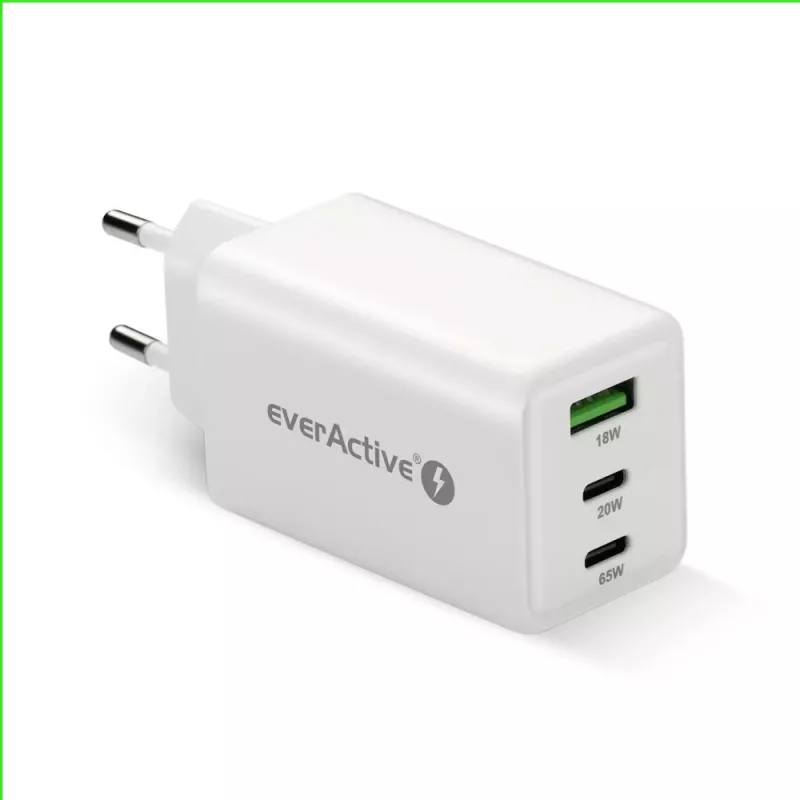 Maitinimo blokas everActive SQ-655Q 65W, 1×USB-A + 2×USB-C greitas įkrovimas