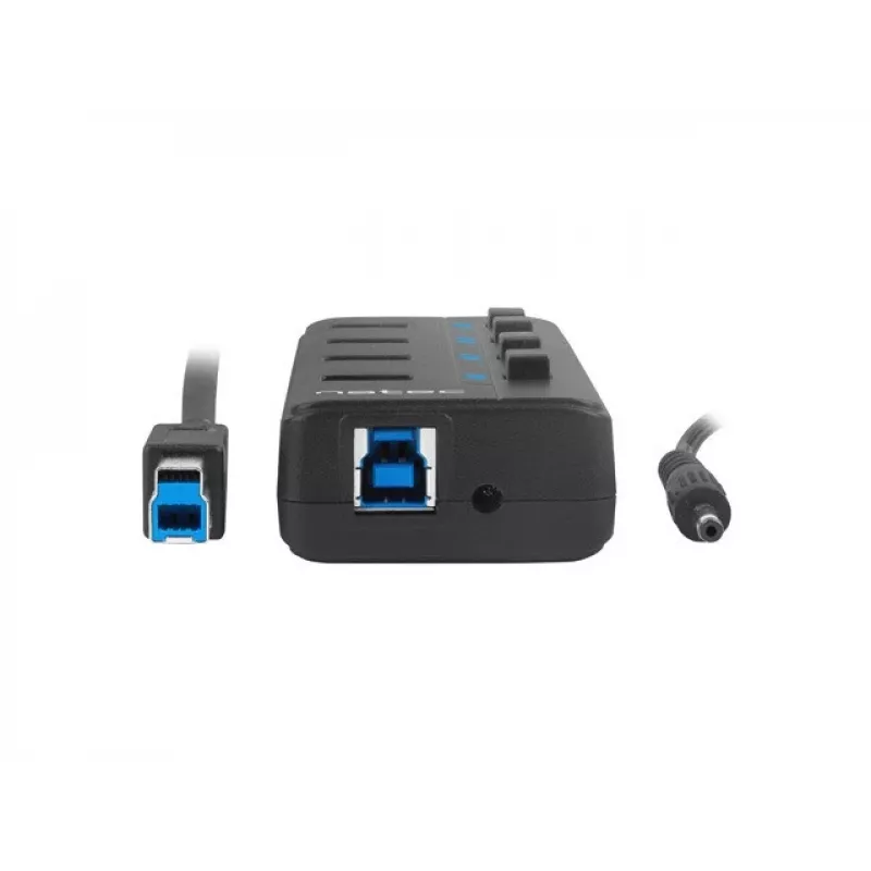 Natec Mantis 2 NHU-1557 USB 3.0 skirstytuvas 4 prievadų, USB Type-B įvestis, įjungimo/išjungimo mygtukai, maitinimo blokas, juodas