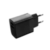 Fiksuotas dviejų prievadų kelioninis USB įkroviklis FIXC17N-2U-BK, 17W, nešiojamas USB maitinimo adapteris, juodas