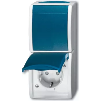 BUSCH JAEGER 2601/6/20 EBW-53 kištukinis lizdas F tipas 2P+E mėlynas baltas IP44 250 V 16 A