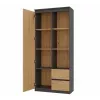 Biuro spinta Top e Shop RS-80 BILY, antracito rėmas, ąžuolo durys, 7 lentynos, 2 stalčiai, 1800×800×350 mm