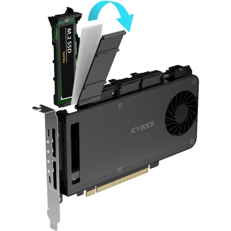 Adapterio kortelė 4 x M.2 NVMe SSD mobiliajam krepšiui, Icy Dock MB204MP-B