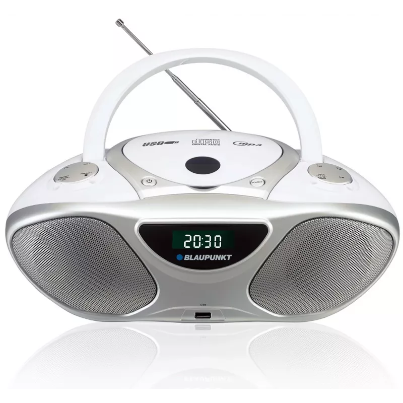 Blaupunkt BB14WH sidabrinis/baltas nešiojamas CD/MP3 radijas, USB, AUX, FM