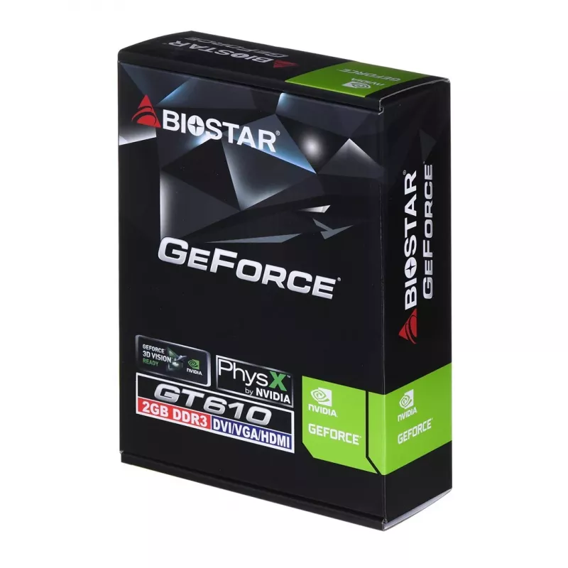 Vaizdo plokštė BIOSTAR GeForce GT 610 – 2 GB GDDR3, 64 bitų, PCIe x16, 700 MHz