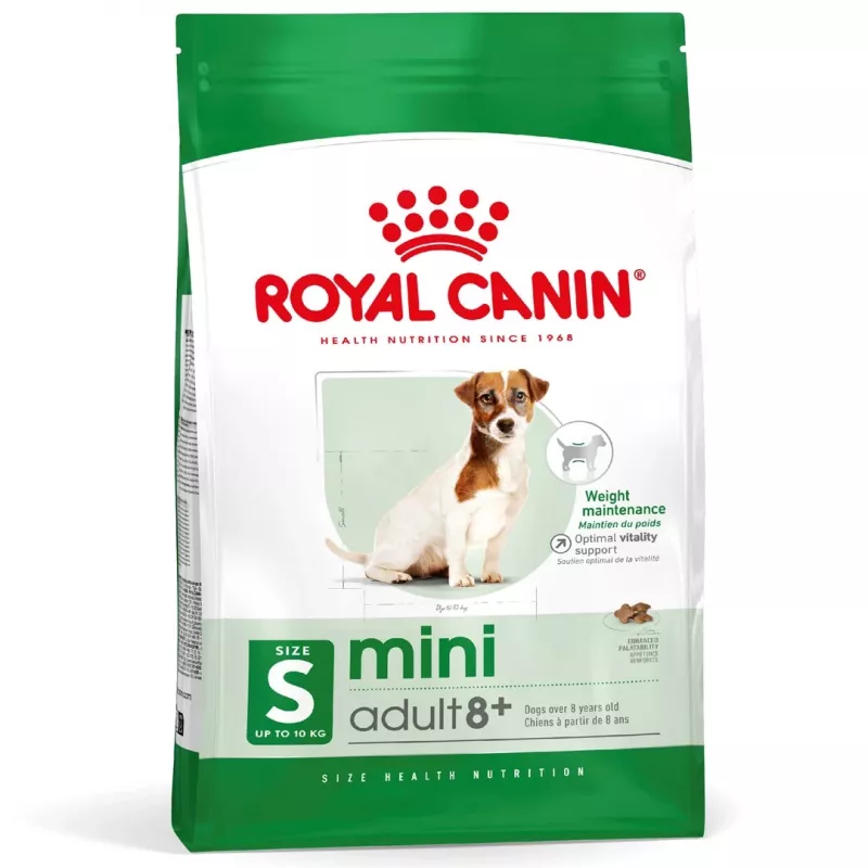 Sausas šunų ėdalas Royal Canin Mini Adult 8+ Senior su paukštiena, ryžiais ir daržovėmis, 8 kg, mažoms veislėms (5–10 kg)