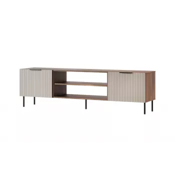 Spintelė televizoriui Cama ALMERA 180.5×42×52.5 cm riešutas/kreminė – medžio drožlių plokštės viršus, riešutmedžio rėmas