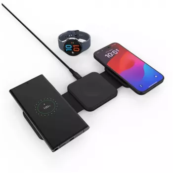 Belaidis sulankstomas 3-in-1 įkroviklis FIXED FIXFLE-SA-BK, skirtas Samsung