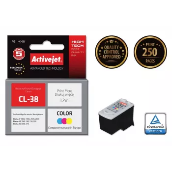 Activejet AC-38R rašalinė kasetė (Canon CL-38 pakaitalas; Premium; 12 ml; spalvota)