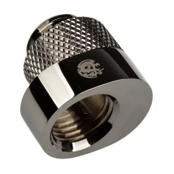 Adapteris BitsPower X-Cross G1/4 colio vyras į G1/4 colio moterį, 5 mm poslinkis, blizgus juodas