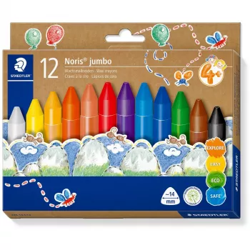 Vaškinės kreidelės Staedtler Noris Jumbo – 12 spalvų, netoksiškos, didelio formato