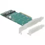 DeLOCK PCI Express x8 kortelė su 2 vidiniais NVMe M.2 Key M lizdais, bifurkacija, Low Profile formato