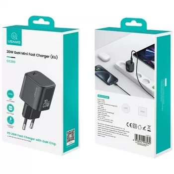 Įkroviklis usams USA001627 20W 1×USB-C su USB-C laidu – greitasis telefono ir planšetinio kompiuterio įkrovimo adapteris