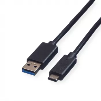 ROLINE USB laidas USB Type C (kištukas) – 9 kontaktų USB Type A (kištukas) 1 m USB 3.1 liejinis juodas (11.02.9011)