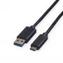 ROLINE USB laidas USB Type C (kištukas) – 9 kontaktų USB Type A (kištukas) 1 m USB 3.1 liejinis juodas (11.02.9011)