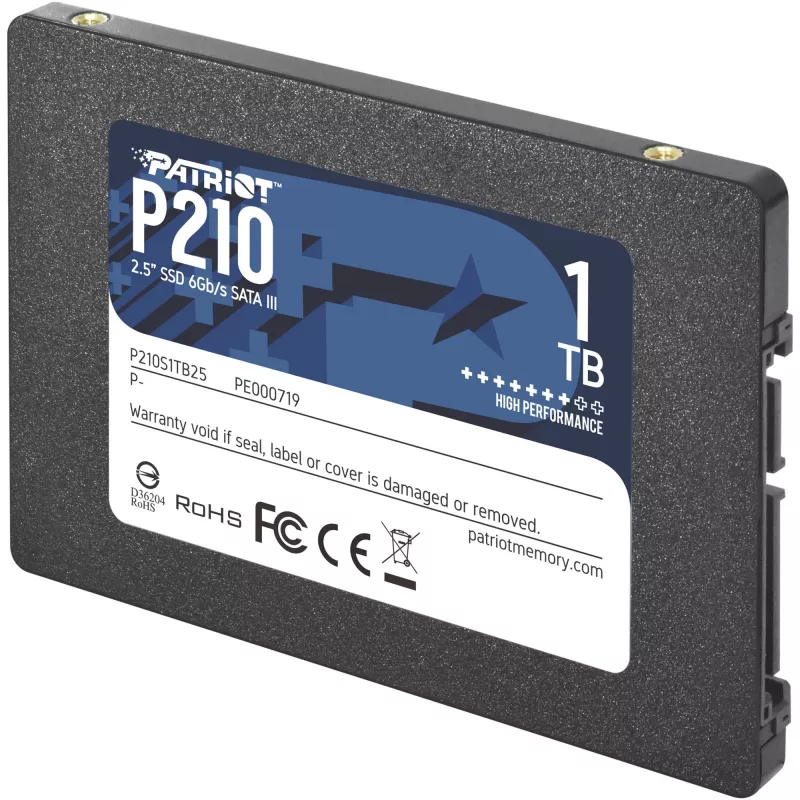 2,5 colio SATA III SSD PATRIOT P210 1 TB – 500 MB/s skaitymas, 400 MB/s rašymas, 7 mm aukštis
