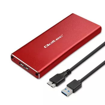 QOLTEC 51831 išorinis SSD korpusas M.2 SATA diskams, USB 3.0, raudonas, iki 4 diskų, 30 mm