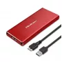 QOLTEC 51831 išorinis SSD korpusas M.2 SATA diskams, USB 3.0, raudonas, iki 4 diskų, 30 mm