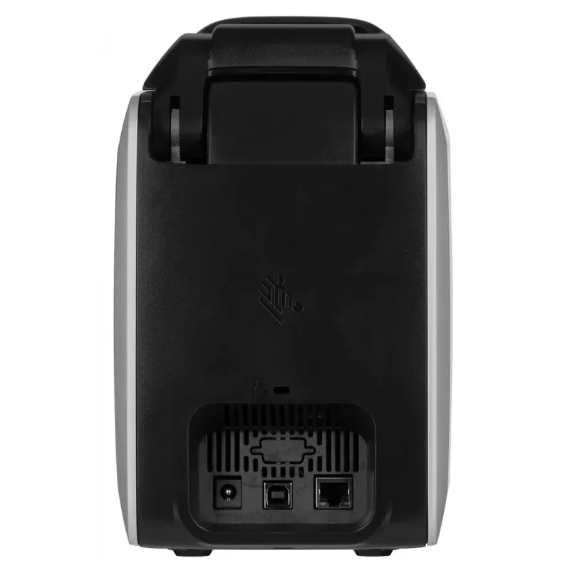 Plastikinių kortelių spausdintuvas Zebra ZC300 – dažų sublimacija/terminis perkėlimas, 300x300 DPI, LCD, 100 kortelių padavimo dėklas, Ethernet, sidabrinis/juodas