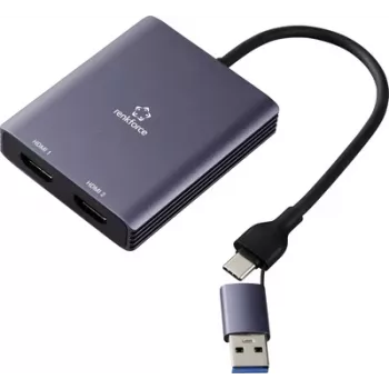 Renkforce RF-6418198 USB-C į HDMI adapteris [1x USB-A - 2x] Pilka 4K UHD 15 cm (RF-6418198)