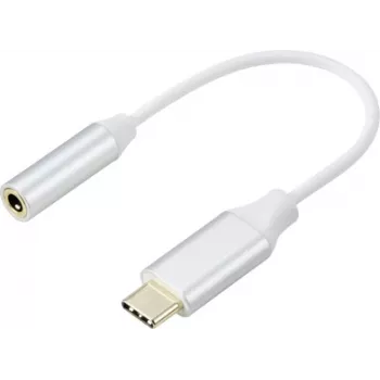 Renkforce RF-6056890 USB-C® / Jack Adapteris [1x USB-C® - 1x Audio, stereo (3.5 mm lizdas)] Baltas Aliuminio Kištukas 0.1 m (RF-6056890)