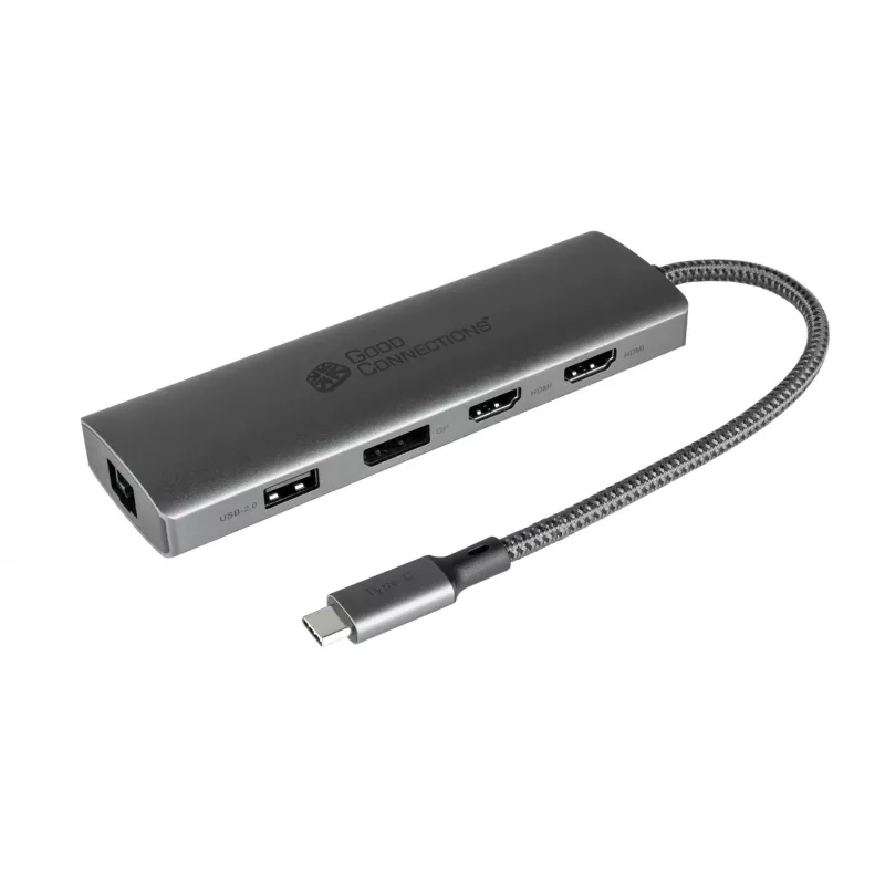 Alcasa HUB-C001A USB Type-C sąsajos šakotuvas 5000 Mbit/s Antracitas