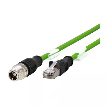METZ CONNECT tinklo kabelis 8 kontaktų M12-X (kištukas) į RJ-45 (kištukas) 2,0 m ekranuotas CAT 6a apsaugotas nuo užkliuvimo su vytomis gyslomis žalias 142M2X15020