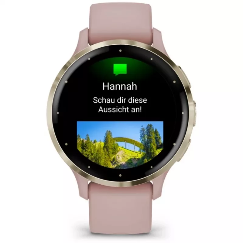 Garmin Venu 3S 3.05 cm (1.2) AMOLED 41 mm Skaitmeninis 390 x 390 pikselių Lietimui jautrus ekranas Auksinė, Rožinė Wi-Fi GPS (palydovas)