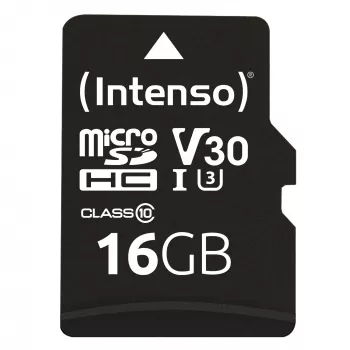Intenso 3433470 microSDHC 16GB C10/UHS-I/U3/V30 atminties kortelė su SD adapteriu