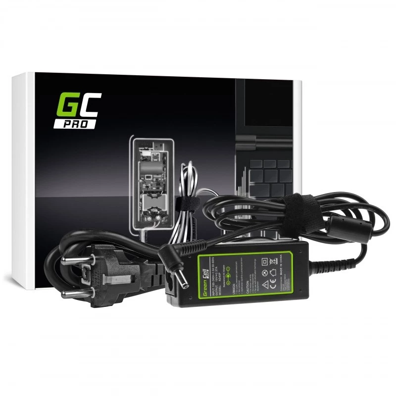 Maitinimo adapteris Green Cell AD40P 45W nešiojamiesiems kompiuteriams, 19V 2.37A, AC-DC, 100–240V įėjimas, juodas