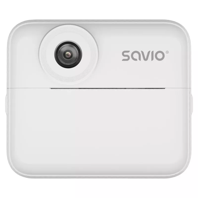Momentinė spausdinimo kamera SAVIO AN-01 vaikams, balta, 2,4 colio LCD, MicroSDHC iki 32 GB, USB-C, 1200 mAh baterija, be įmontuotos blykstės