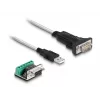 DeLOCK 63465 USB 2.0 į RS-422/RS-485 adapterinis kabelis 1,8 m, juodas/skaidrus