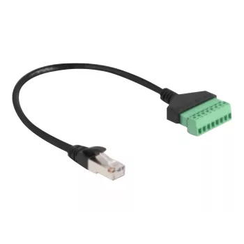 DeLOCK RJ45 kabelis Cat.6 kištukas į gnybtų bloką 30 cm juoda žalia