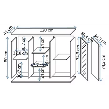 Komoda Cama Meble SOHO 120×41×80 cm – kaušiniai fasadai, juodas karkasas
