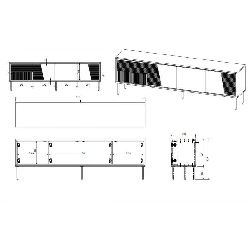 RTV spintelė ABI 4D 200x38x62 juodas matinis