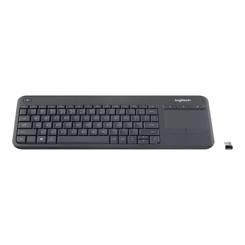 Belaidė klaviatūra su jutikliniu kilimėliu Logitech K400 Plus - 2.4 GHz - Čekiška - Juoda