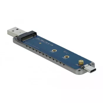 Externes Gehäuse für M.2 für M.2 NVMe PCIe SSD, Laufwerksgehäuse silber, mit USB TypeC und Typ-A Stecker