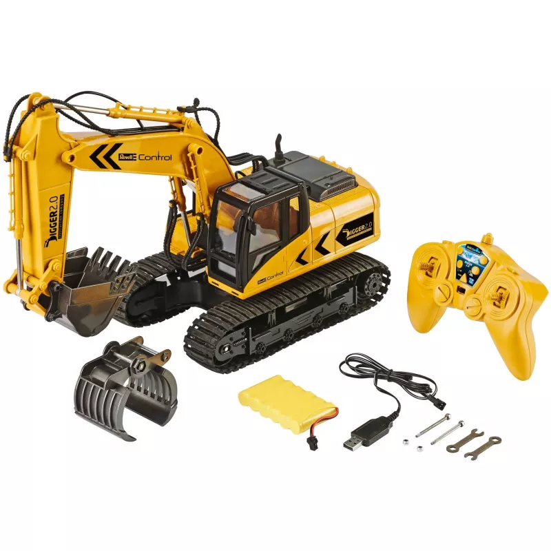 Revell Digger 2.0 - Ekskavatorius - Elektrinis variklis - 1:16 - Paruoštas važiuoti (RTR) - Juoda - Geltona - Digger 2.0 (24924)