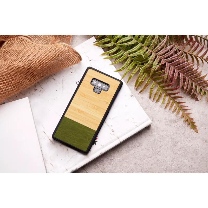 Apsauginis dėklas Samsung Galaxy Note9 medinis su polikarbonatu, bambuko miškas juodas