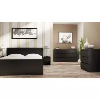 Komoda top e shop M3 CZERŃ — 3 stalčiai, medžio drožlių plokštė, 700×400×770 mm, juoda