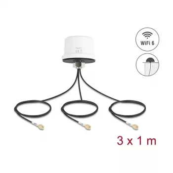 Antena DELOCK 81472 4G MIMO dviejų juostų WiFi 6 su 2 x SMA ir 1 x RP‑SMA