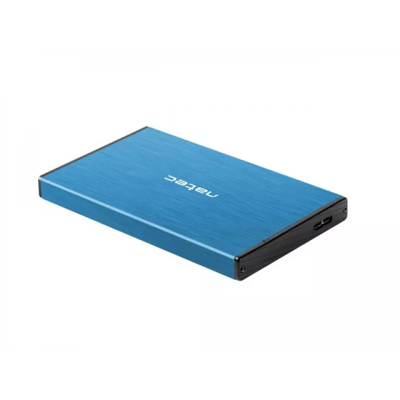 Išorinis HDD/SSD korpusas NATEC Rhino GO 2,5 colio – USB 3.0, SATA III, iki 4 TB, 9,5 mm, aliuminis, mėlynas