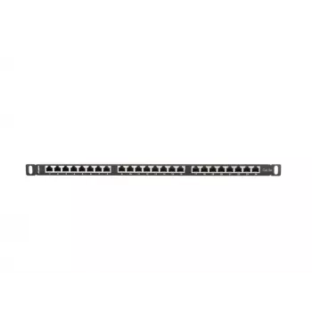 Patch panel LANBERG PPS5-0024-B 24 prievadų CAT5e, metalinis, 0,5U, 445×99×22,3 mm, juodas