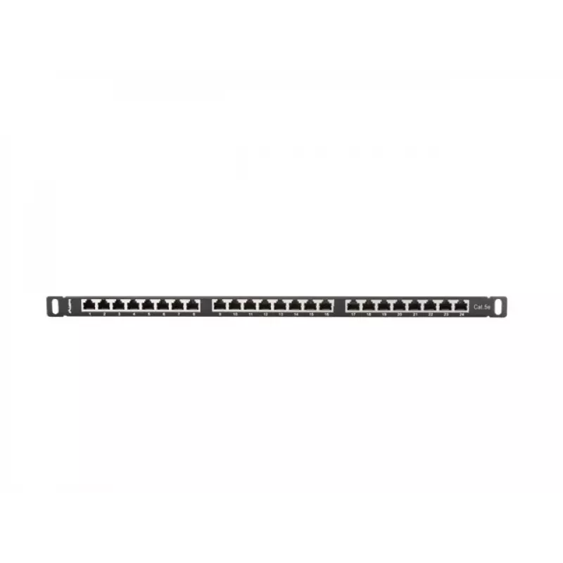 Patch panel LANBERG PPS5-0024-B 24 prievadų CAT5e, metalinis, 0,5U, 445×99×22,3 mm, juodas