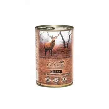 Šlapias šunų ėdalas O'Canis Deer with Buckwheat 400 g – visavertis suaugusių šunų maistas su elniena ir grikiais