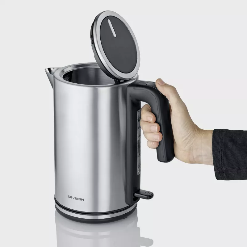 Elektrinis virdulys SEVERIN WK 3449 — 1,7 L, 2400 W, nerūdijantis plienas/plastikas, juodai-sidabrinis